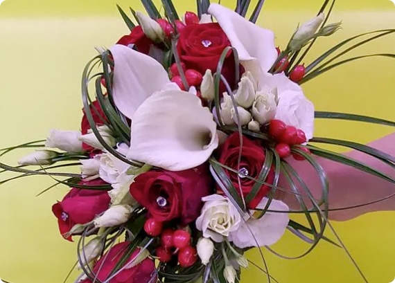 Bouquet de mariage rouge et blanc